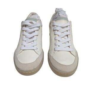 Sam Edelman Josi Retro Lace Up Sneakers White/Light Green Women's 5.5 Leather